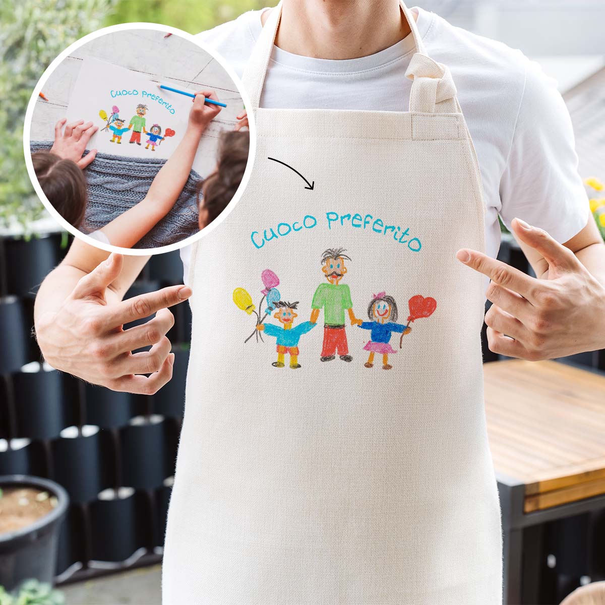 Grembiule Personalizzato con Disegno dei Bambini, Festa del Papà, Regali Foto, Regali per Lei, un'Amica, la Sorella, Regali per la Mamma, Regali per il Papà, Regali Divertenti, Regali Romantici, Regali di Matrimonio, Regalini, Regalo, Idee Regalo