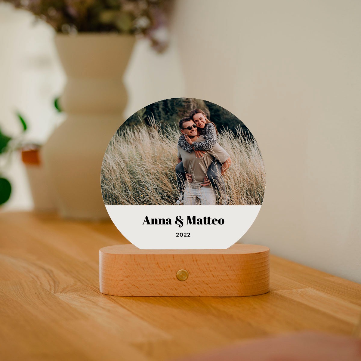 Lampada LED Personalizzata con Foto e Testo, Regali San Valentino, Regali Foto, Regali Romantici, Regali di Matrimonio, Regalini, Regalo, Idee Regalo