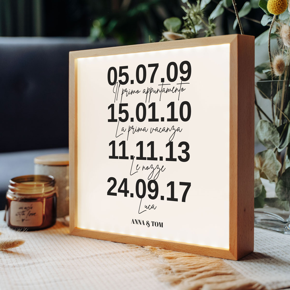 Light Box Personalizzata con Date Importanti