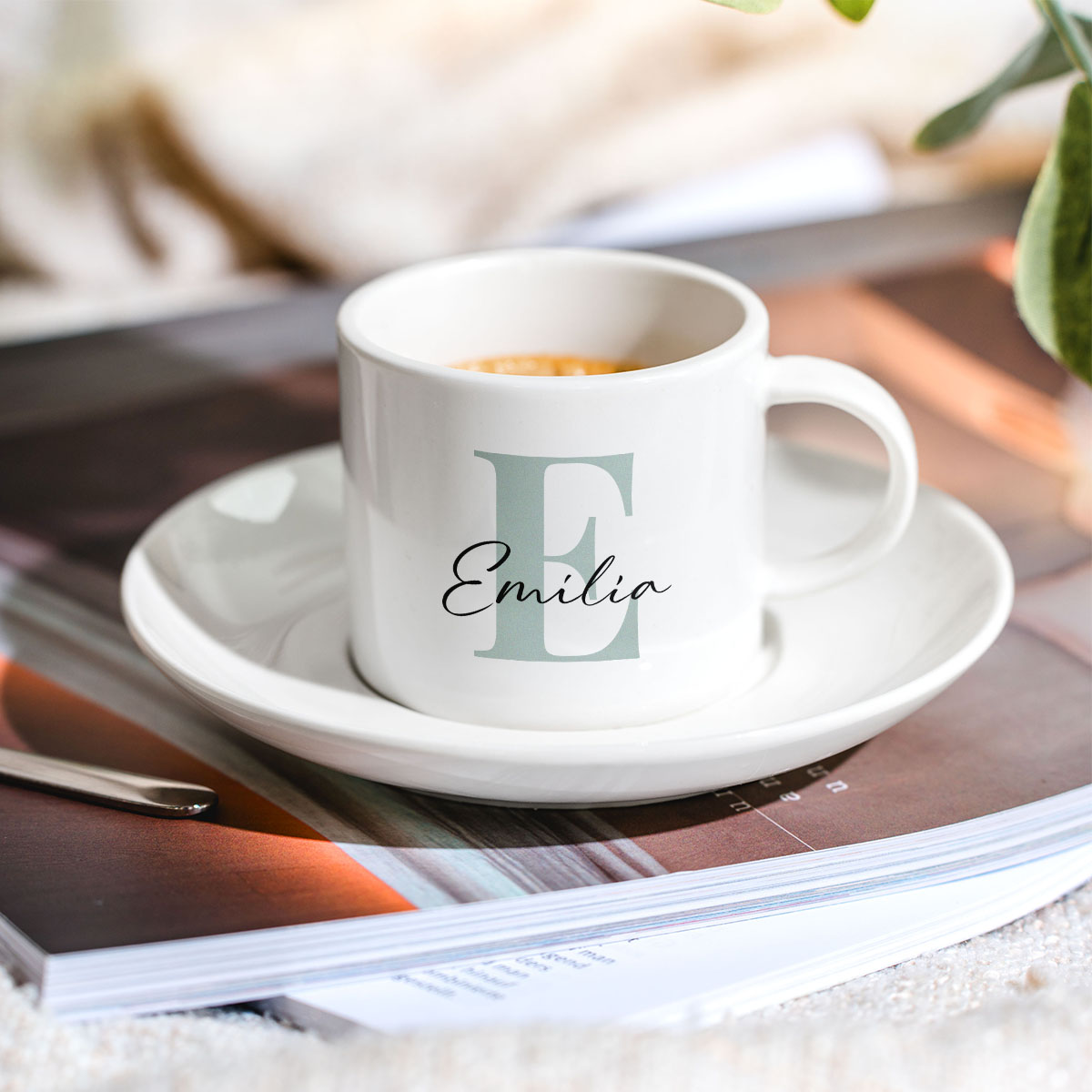 Tazzina da Caffè Personalizzata Set da 2 con Monogramma, Festa del Papà, Regali Divertenti, Regali Romantici, Regali di Matrimonio, Regalini, Regalo, Idee Regalo