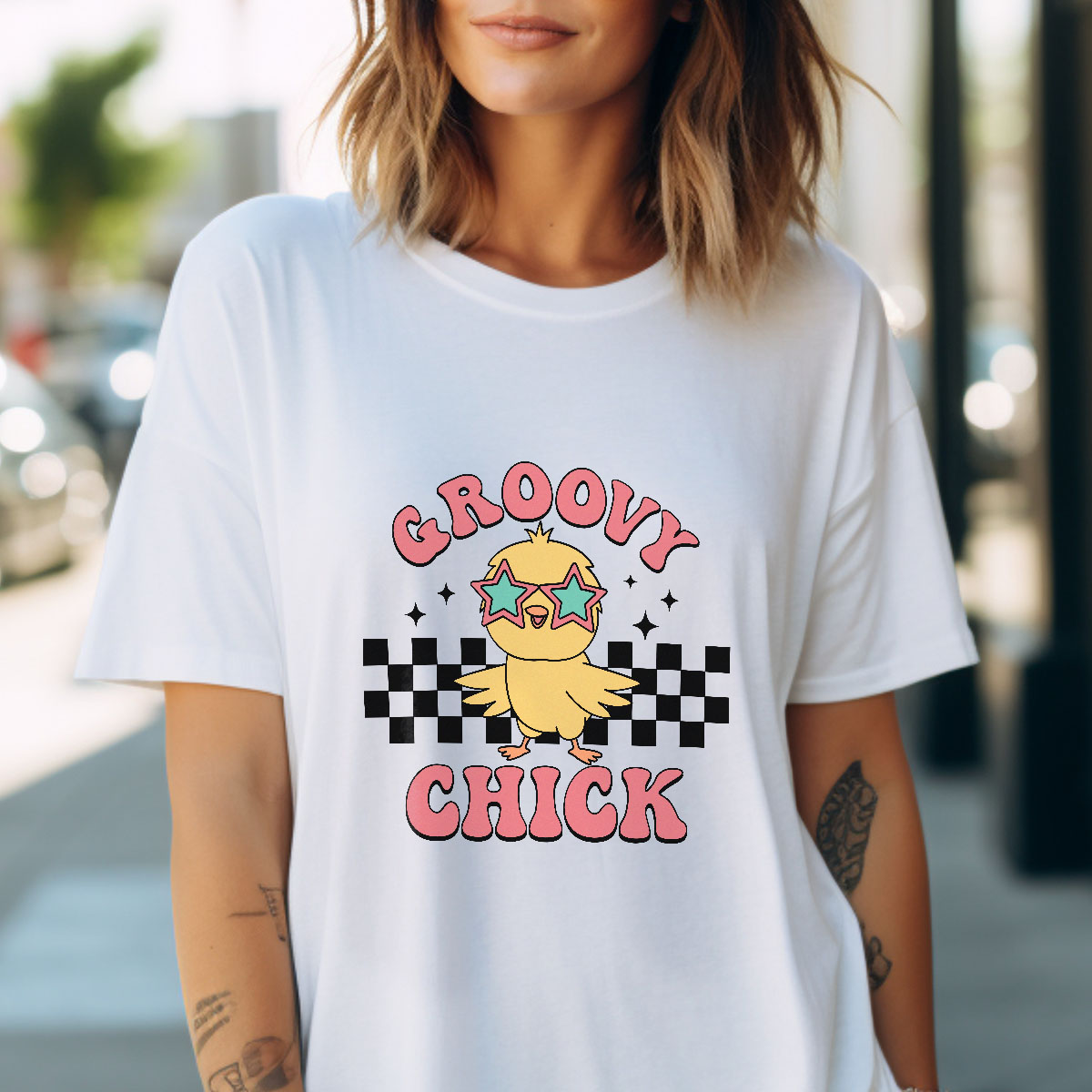T-Shirt 'Groovy Chick' Personalizzabile Regali per Lei Regali per un'Amica Regali per la Sorella