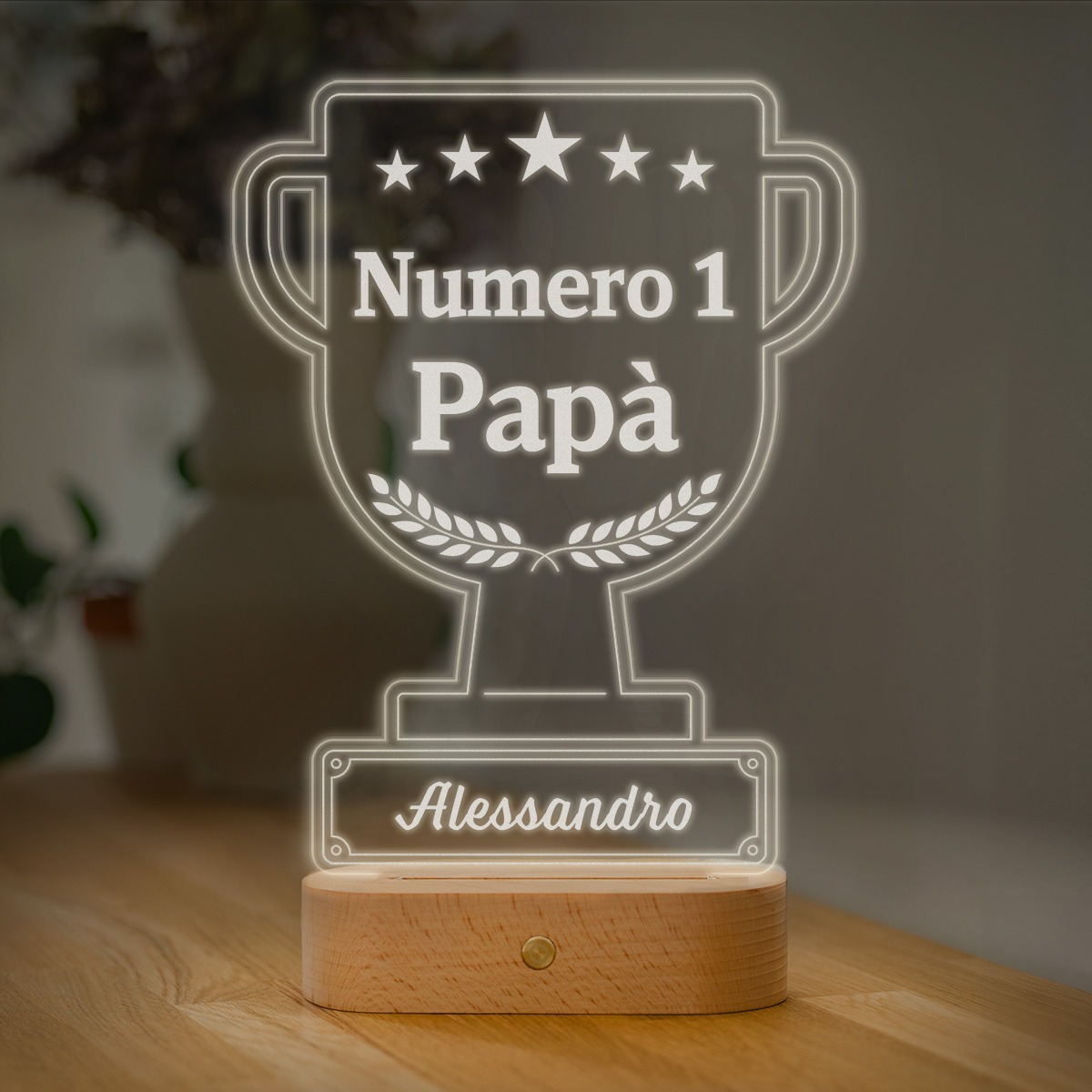 Lampada LED Personalizzata a Coppa con Testo, Festa del Papà, Regali per il Papà, Regali Divertenti, Regalini, Regalo, Idee Regalo