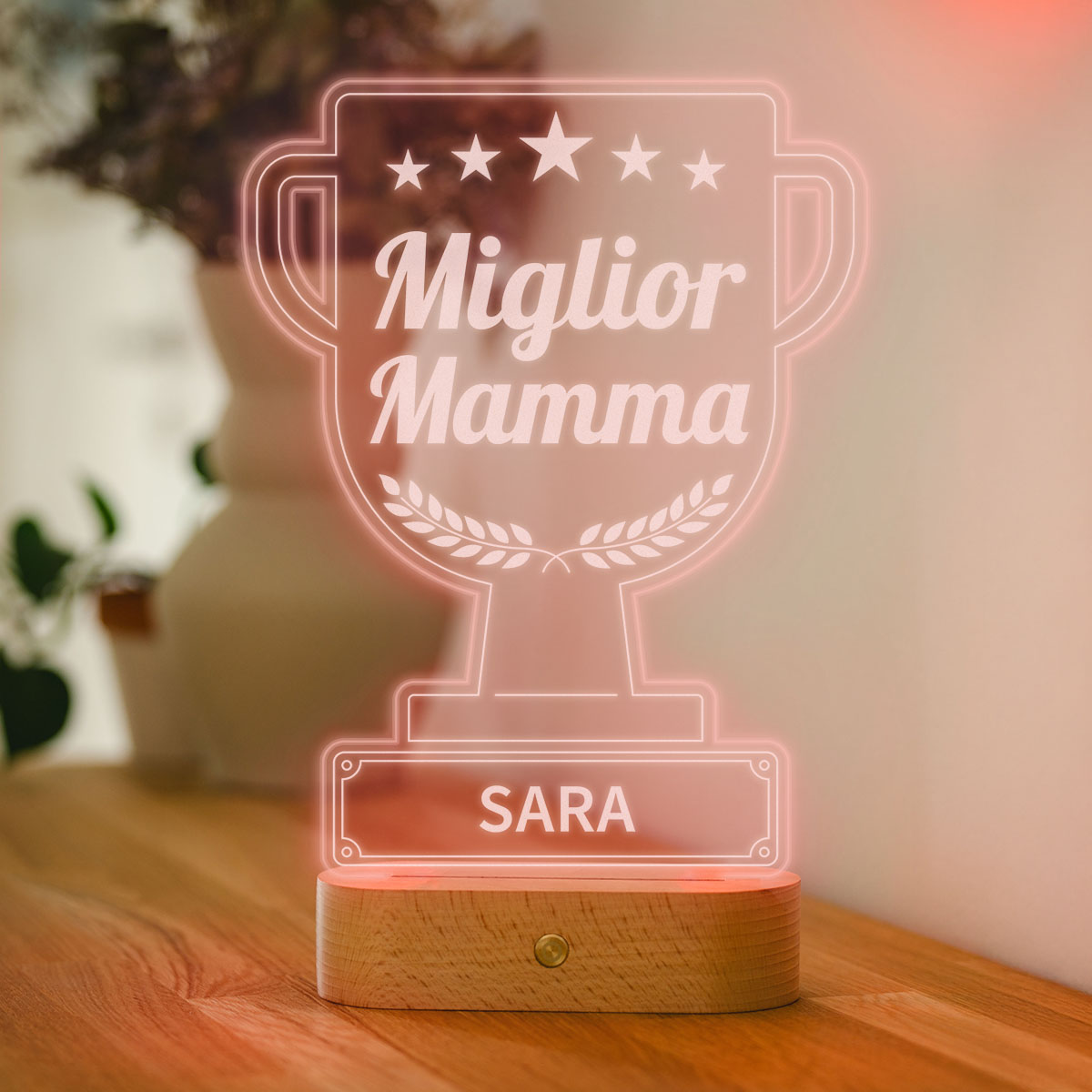 Lampada LED Personalizzata a Coppa con Testo, Regali per il Papà, Regali Divertenti, Regalini, Regalo, Idee Regalo