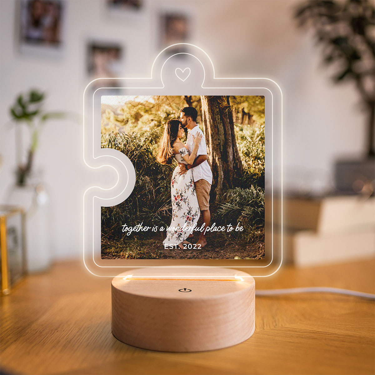 Lampada LED Personalizzata Puzzle con Foto e Testo Regali Foto Regali Romantici Regali di Matrimonio