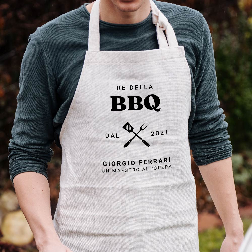Grembiule da Cucina Personalizzato Re del BBQ Regali per Lui Regali per un Amico Regali per il Fratello