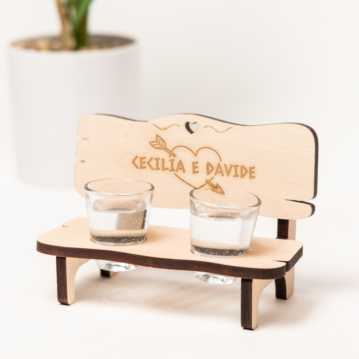 Panchina con Bicchieri Personalizzata con Testo