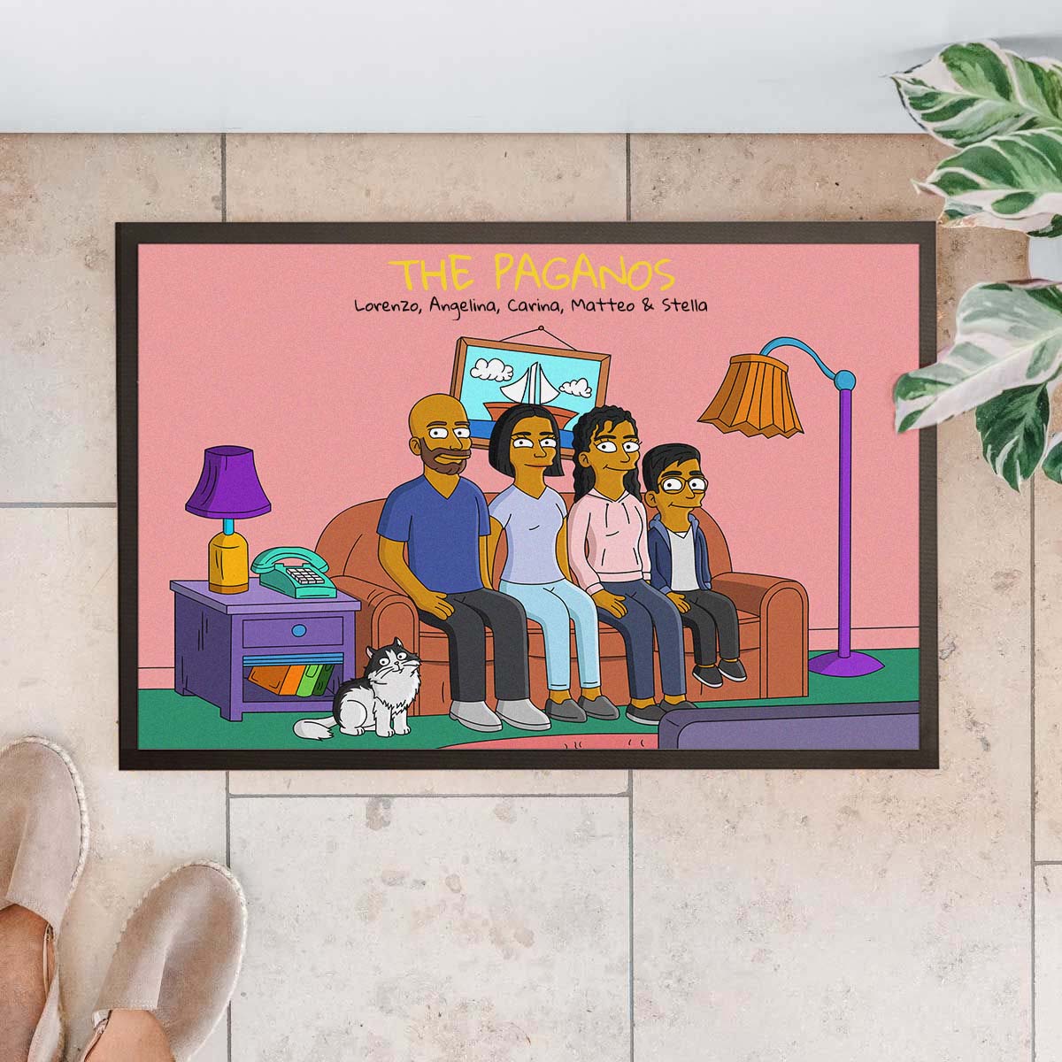 Zerbino Personalizzato con Illustrazione Famiglia di Cartoni Animati