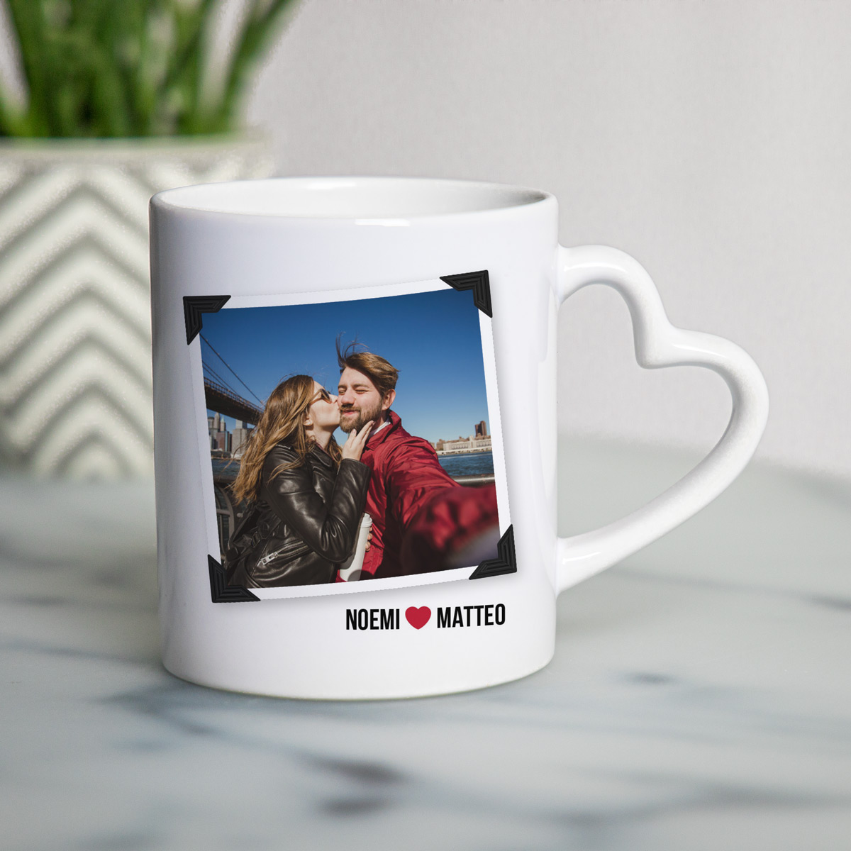 Tazza con Manico a forma di Cuore con Foto e Testo