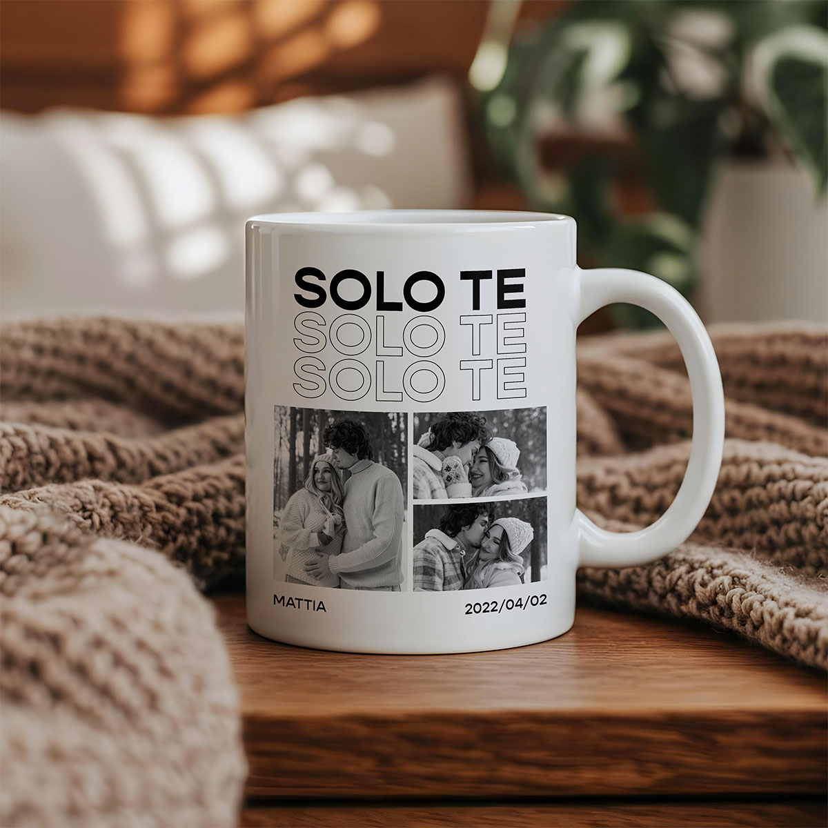 Tazza Personalizzata con Foto in Bianco e Nero e Testo