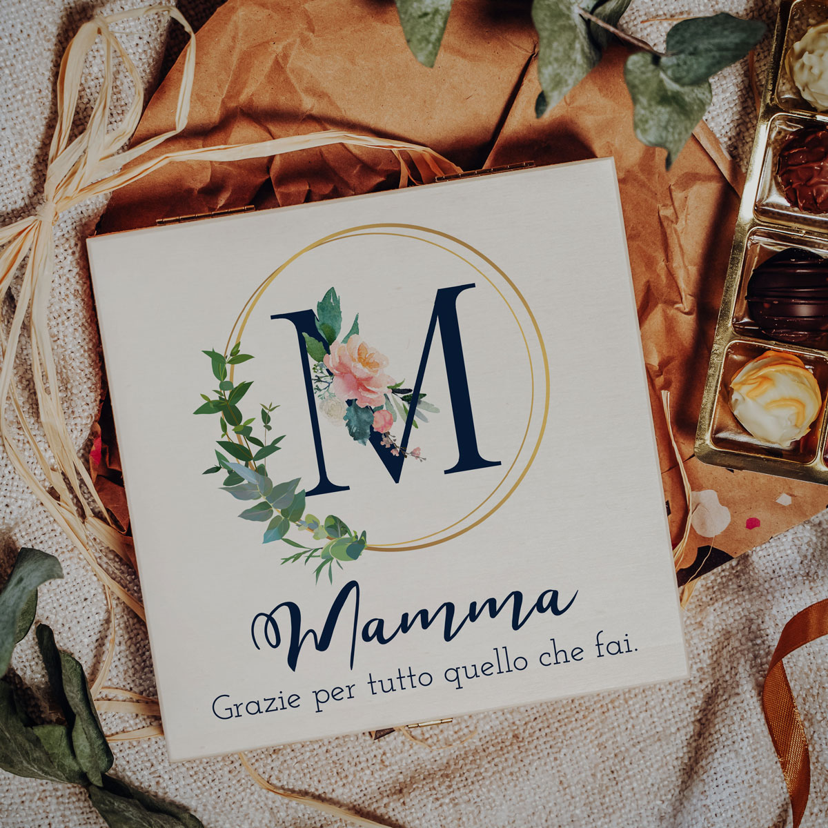 Scatola di Praline con Monogramma e Testo