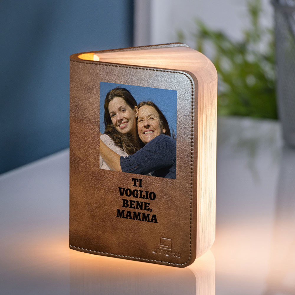 regali per la festa della mamma lampada libro personalizzata con foto e testo
