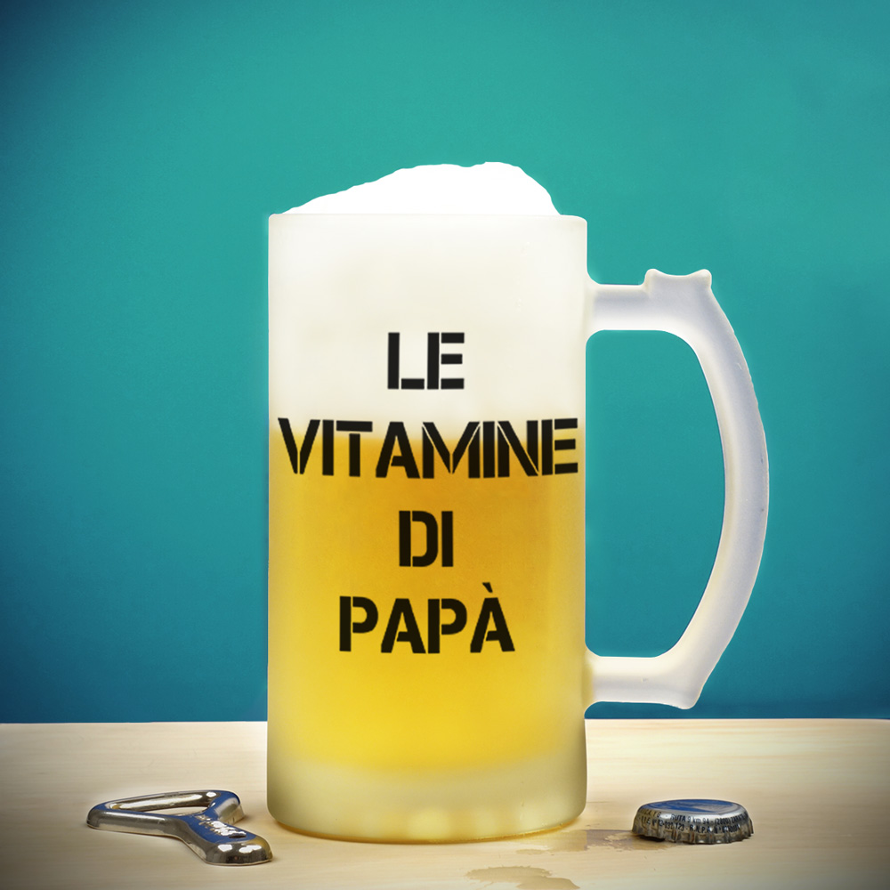 regali per la festa del papà boccale da birra con testo su 4 righe