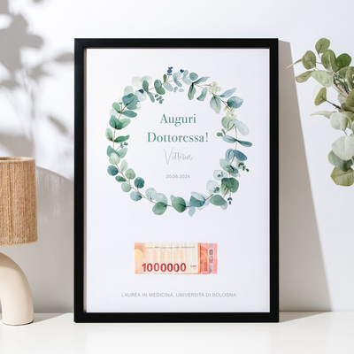 Poster Personalizzato Regalo di Denaro con Ghirlanda di Fiori
