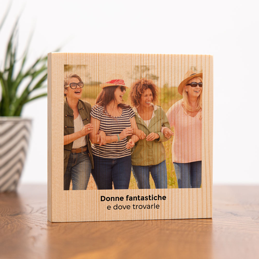 Stampa su Legno Quadrato con Foto e Testo regali per la festa della donna quadro in legno quadrato con foto e testo