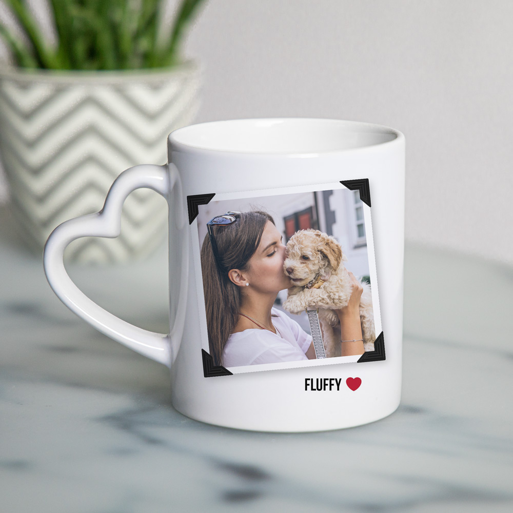 Tazza con Manico a forma di Cuore con Foto e Testo regali per amanti degli animali tazza manico a cuore personalizzata con foto