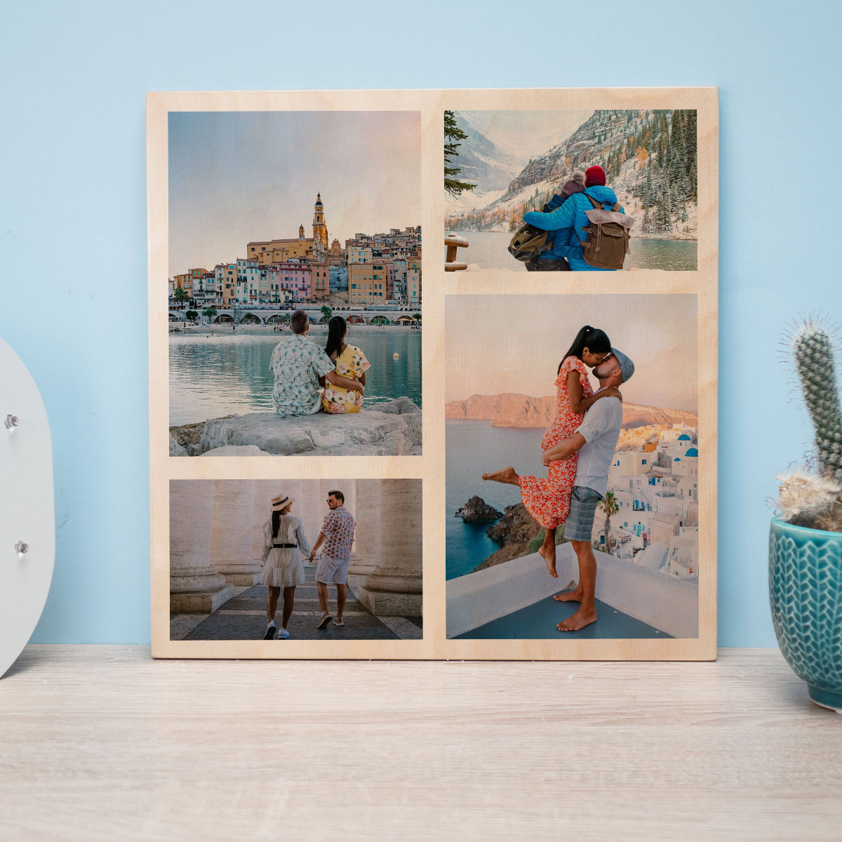 Stampa su Legno con 4 Foto regali di matrimonio 4 foto su legno personalizzabili