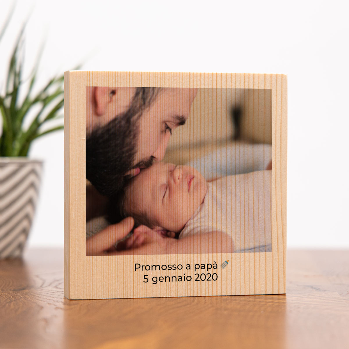 regali per il papà quadro in legno quadrato con foto e testo