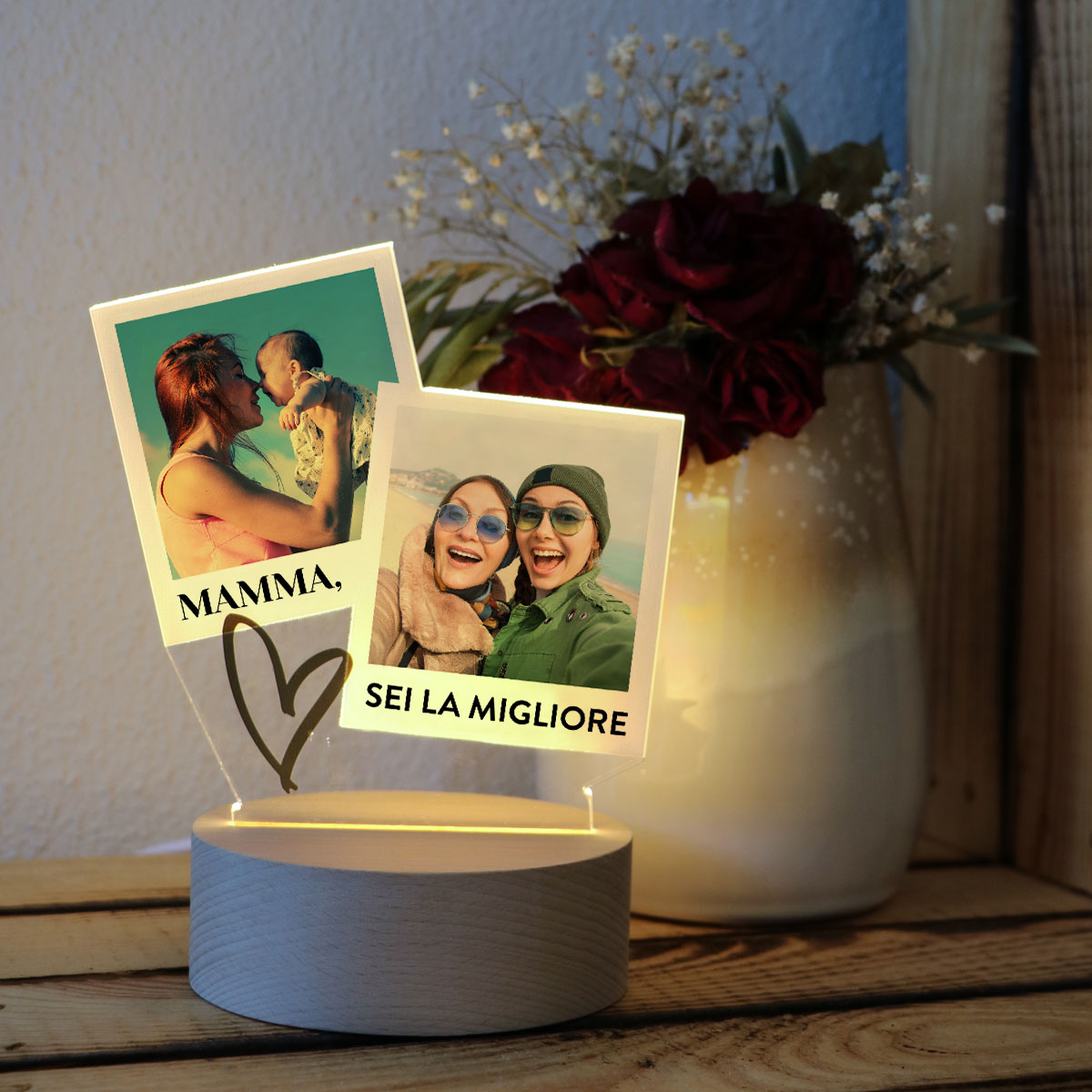 regali per la festa della mamma lampada led personalizzata con foto polaroid