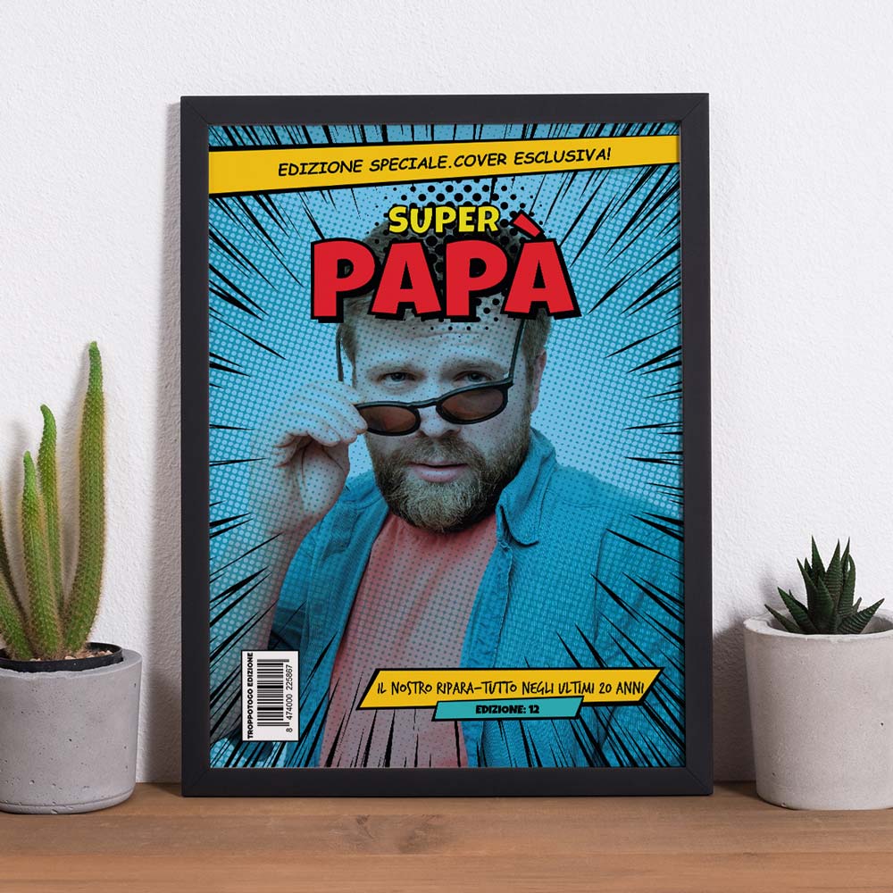 regali per papà poster personalizzato in stile fumetto