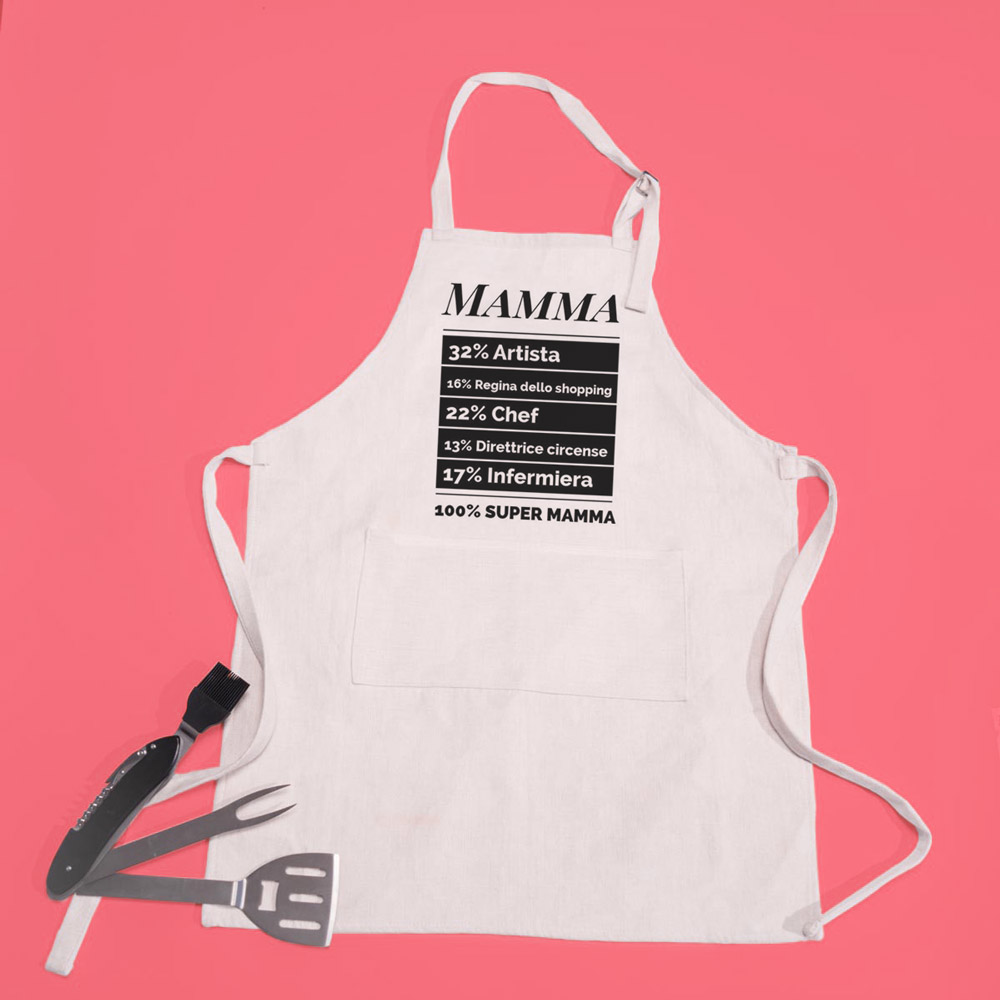 Grembiule da Cucina Personalizzato Cento per Cento regali per la mamma grembiule da cucina cento per cento