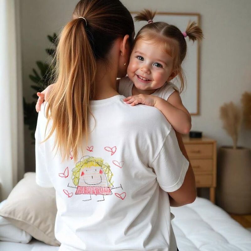 Maglietta Personalizzata con Disegno dei Bambini fronte e retro