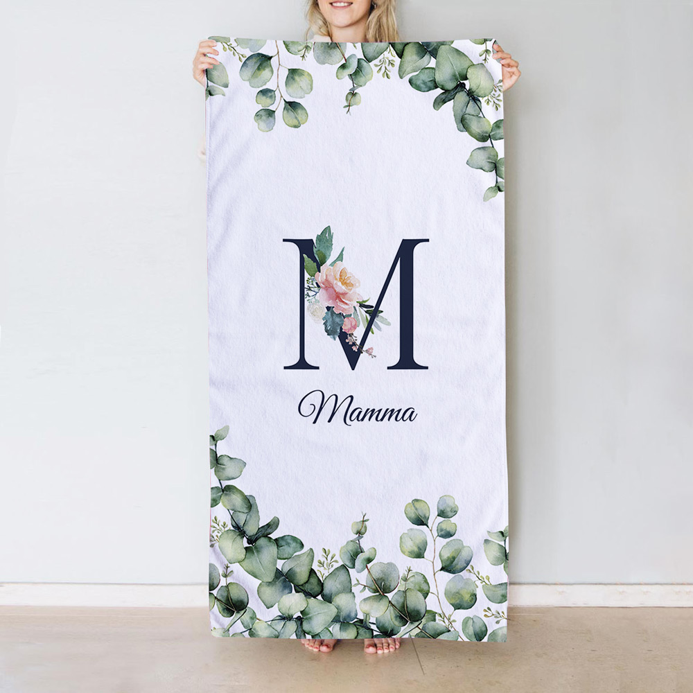 Asciugamano Personalizzato con Monogramma e Testo regali per la mamma asciugamano con monogramma floreale e testo