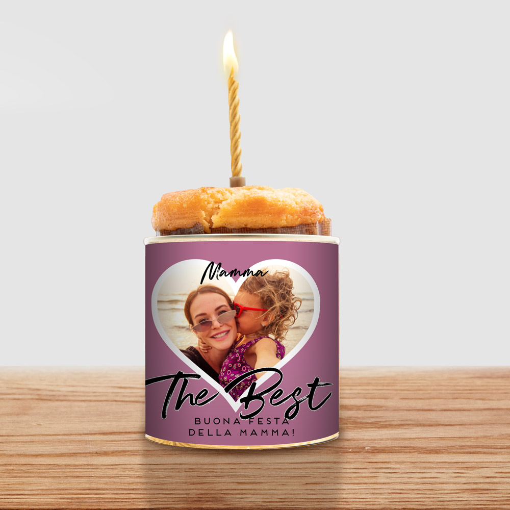 regali per la festa della donna torta in lattina personalizzata con foto a cuore e testo