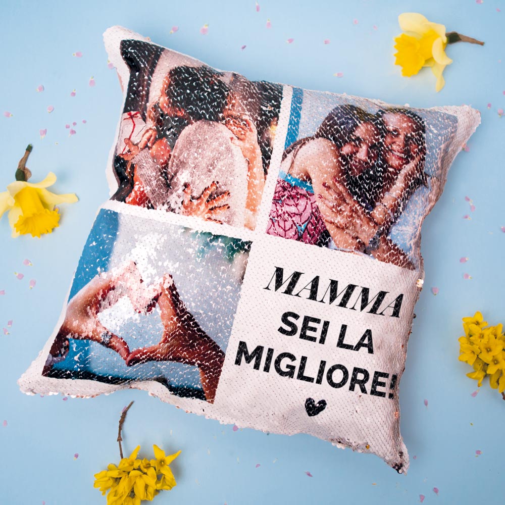 Federa per Cuscino Personalizzata con 3 Foto e Testo regali per la mamma federa personalizzata con 3 foto e testo