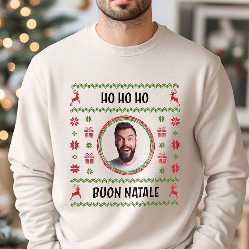 Maglione Natalizio Personalizzato con Foto e Testo