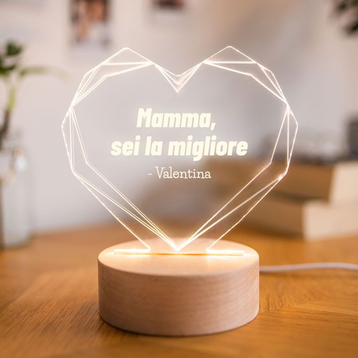 regali per la mamma lampada LED cuore personalizzata