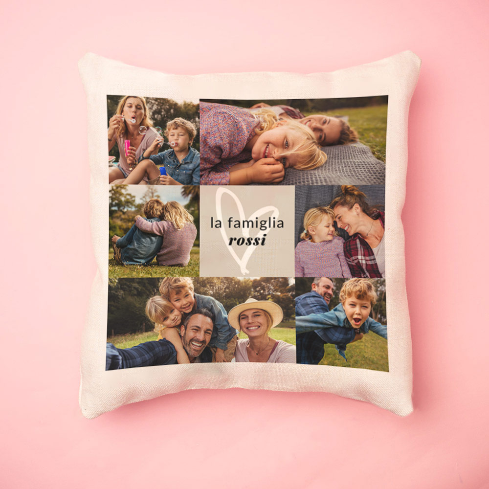 regali per la festa della mamma federa per cuscino personalizzata con 6 foto e testo