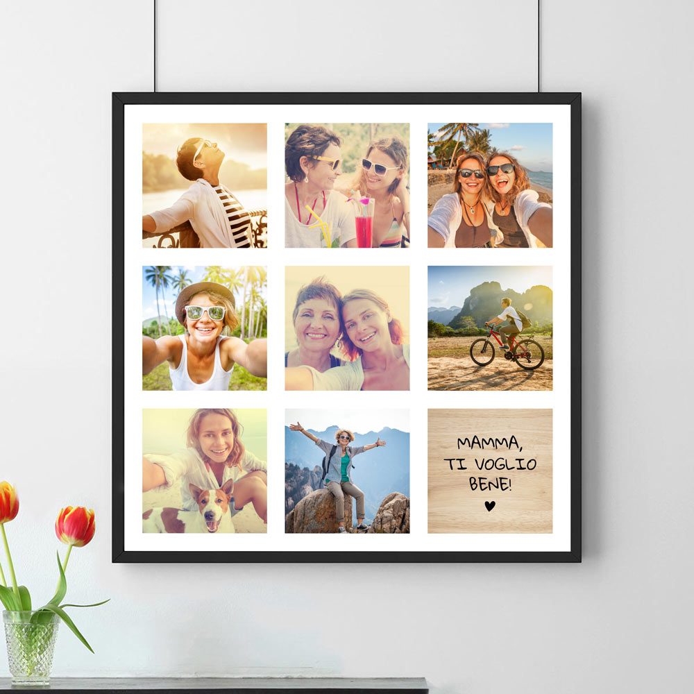 regali per la mamma poster personalizzabile con 8 foto e testo