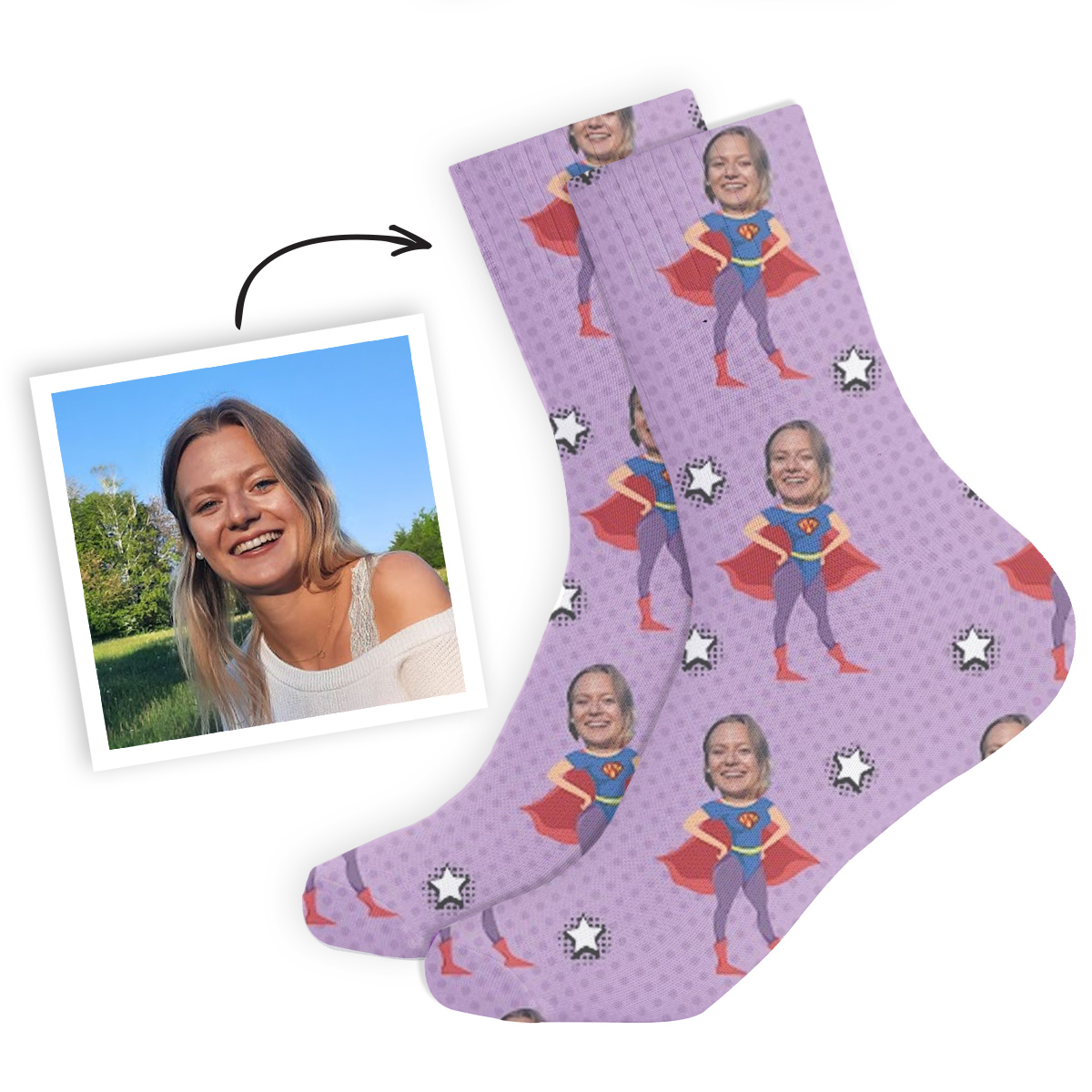regali per la mamma calzini personalizzati con faccia e supereroi