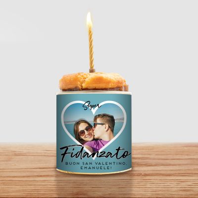Torta in Lattina con Foto a forma di Cuore e Testo Torta in Lattina con Foto a forma di Cuore e Testo