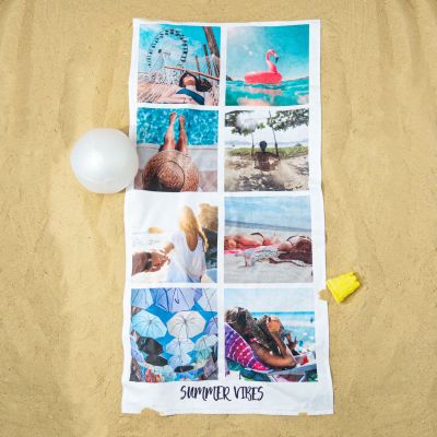 Telo Mare Personalizzato con 8 Foto e Testo Telo Mare Personalizzato con 8 Foto e Testo