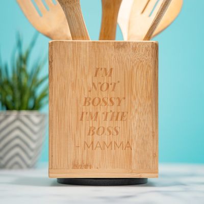 Set di cucchiai in legno con contenitore personalizzabile con testo Set di cucchiai in legno con contenitore personalizzabile con testo