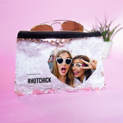 Pochette con Paillettes Personalizzabile con Foto e Testo Pochette con Paillettes Personalizzabile con Foto e Testo
