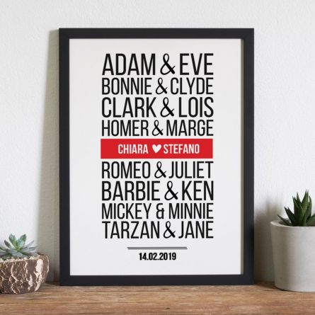 Poster personalizzabile “coppie famose moderne”