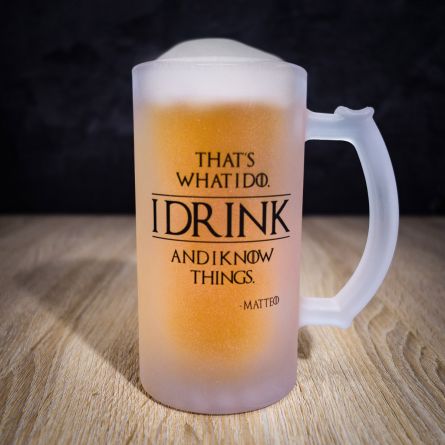 Boccale da birra personalizzabile I Know Things