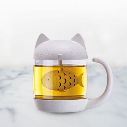 Tazza da Tè Gatto con Infusore Pesce