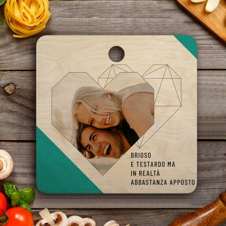 Tagliere Personalizzabile con foto, testo e cuore