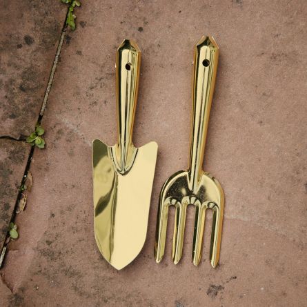 Set 2 Strumenti da Giardino Dorati