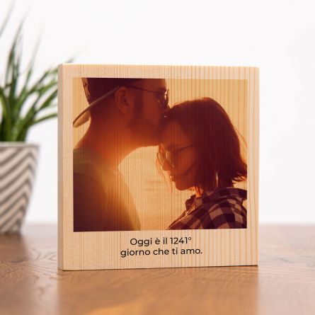 Quadro in Legno Quadrato con Foto e Testo