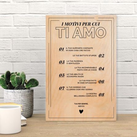 Quadro in legno personalizzabile Le Cose Che Amo Di XY