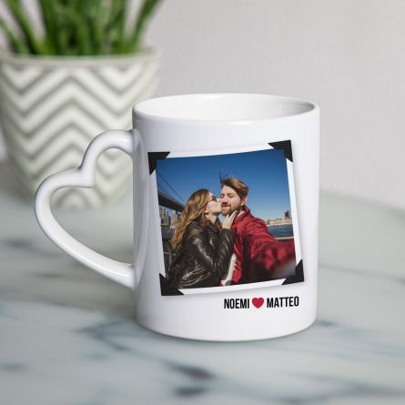 Tazza con Manico a forma di Cuore con Foto e Testo