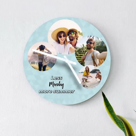 Orologio da Parete con 4 Foto e Testo