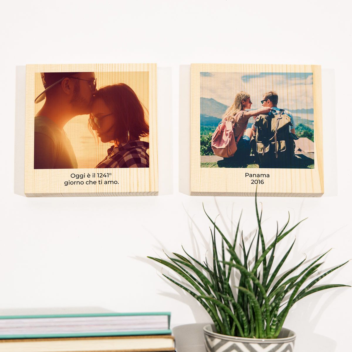 Quadro In Legno Quadrato Con Foto E Testo Troppotogo