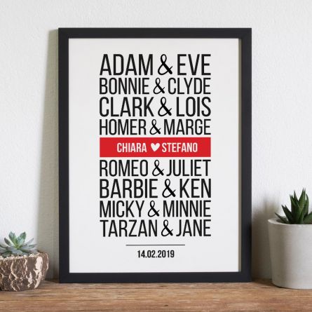 Poster personalizzabile “coppie famose moderne”