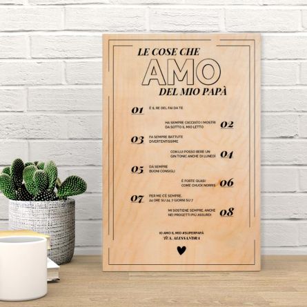 Quadro in legno personalizzabile Le Cose Che Amo Di XY