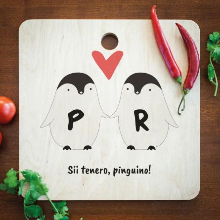 Tagliere Personalizzabile - Coppia di Pinguini
